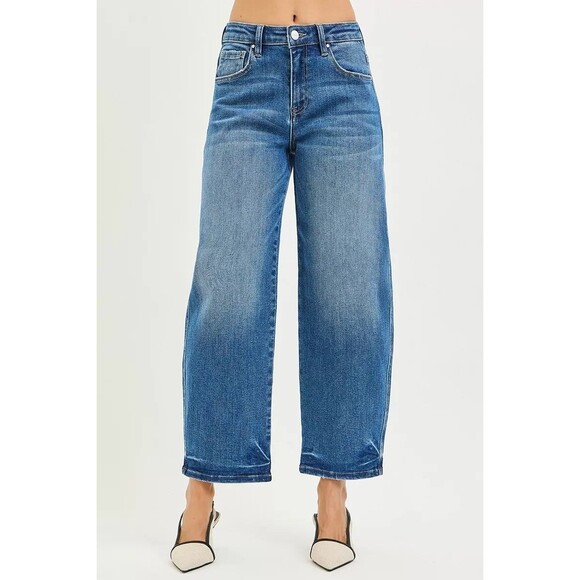 RISEN Slouchy Cropped Barrel Jeans NWT - Picture 1 of 6